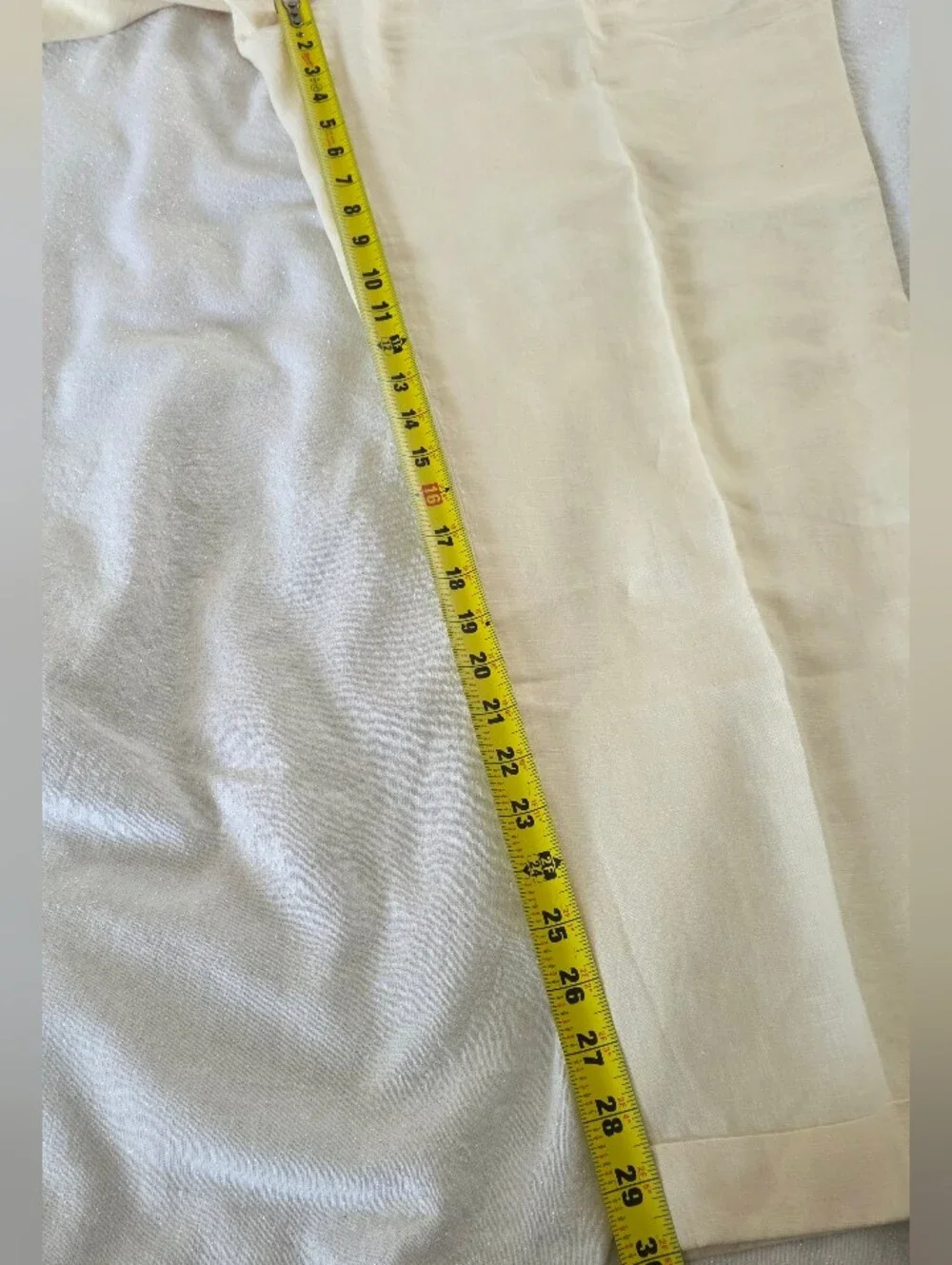Men's 100% Linen Pleated Dress Trousers  Cream Ivory Cuffed Beach Wedding 40x30